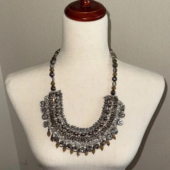 Elegant Silver and Gold Statement Necklace Chicos - Picture 8 of 9
